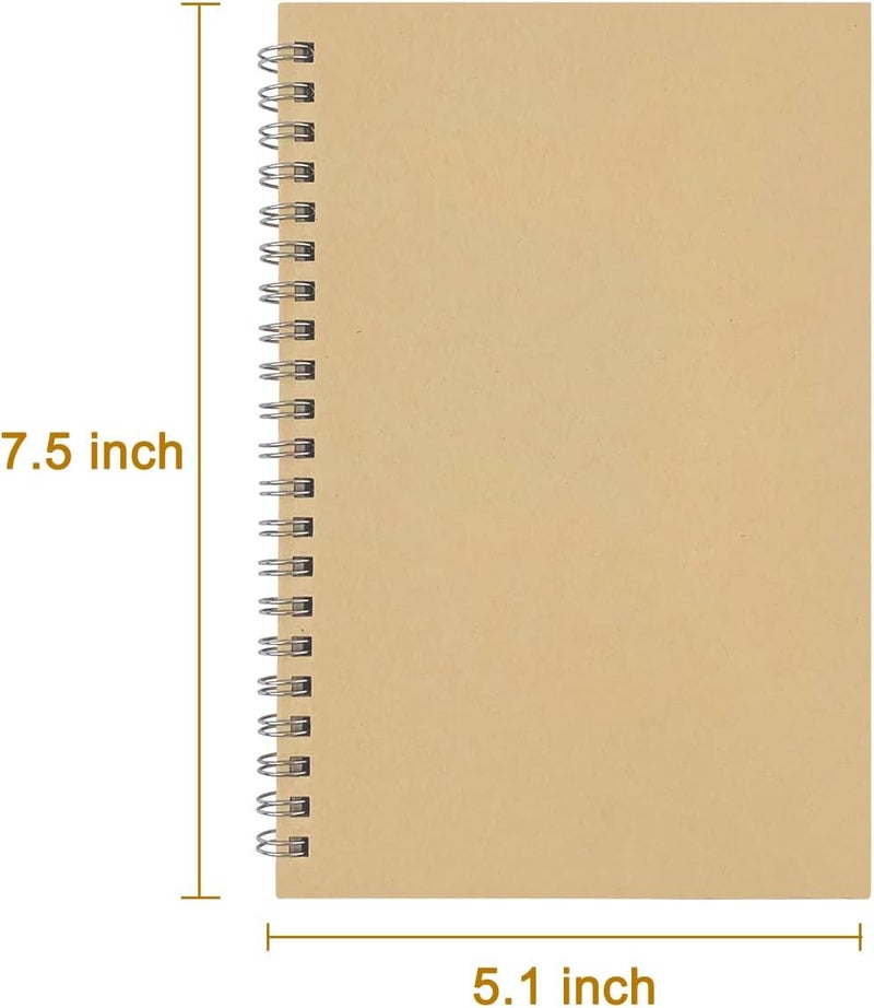 DSTELIN Sketch Coil Notebook Set 120 Pages 60 Sheets 2Pack with 1 Black and 1 Brown Hardcover 1150GSM Cardstock 75 x 51 Inches 100GSM Paper  - Image 3
