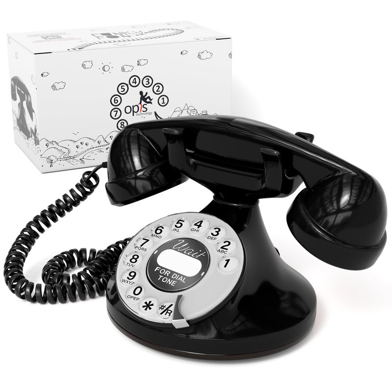 Opis FunkyFon Cable: A Vintage Landline Telephone, The Retro Phone Green for Home, and Old Fashioned Telephones in Black