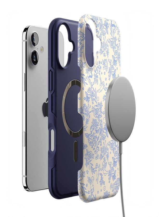 Casely iPhone 16 Case | Cupid's Canvas | Periwinkle Floral | Compatible with MagSafe | Bold Protective Design - Image 4