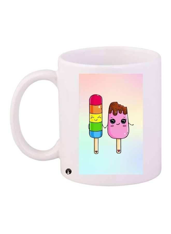 RYN Ice Cream Printed Coffee Mug White/Pink/Blue 11ounce