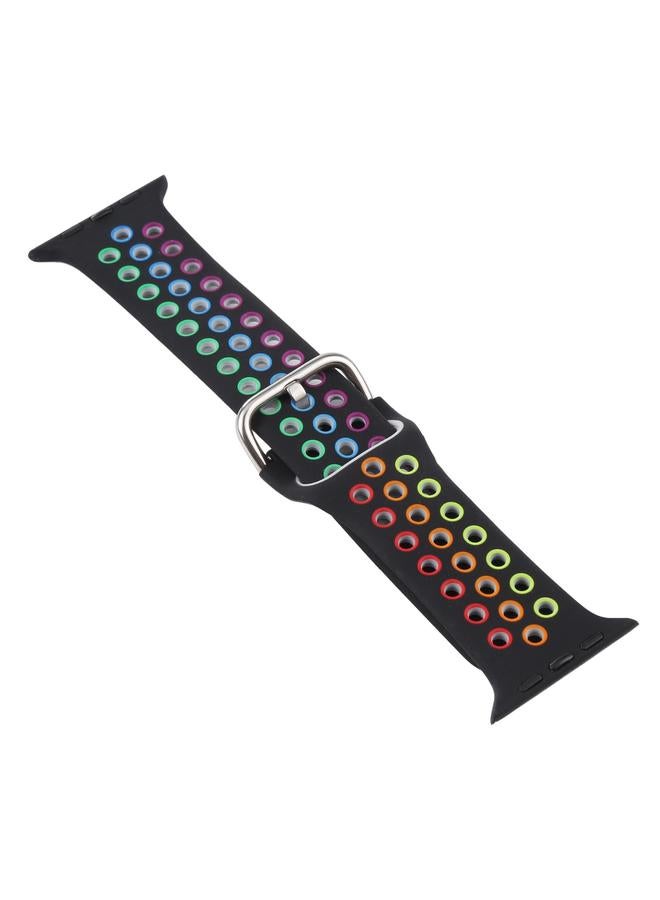 erorex Silicone Watch Band + Protective Case With Screen Protector Set For Apple Watch Series 6 & Se & 5 & 4 40Mm(Black Colorful) - Image 4