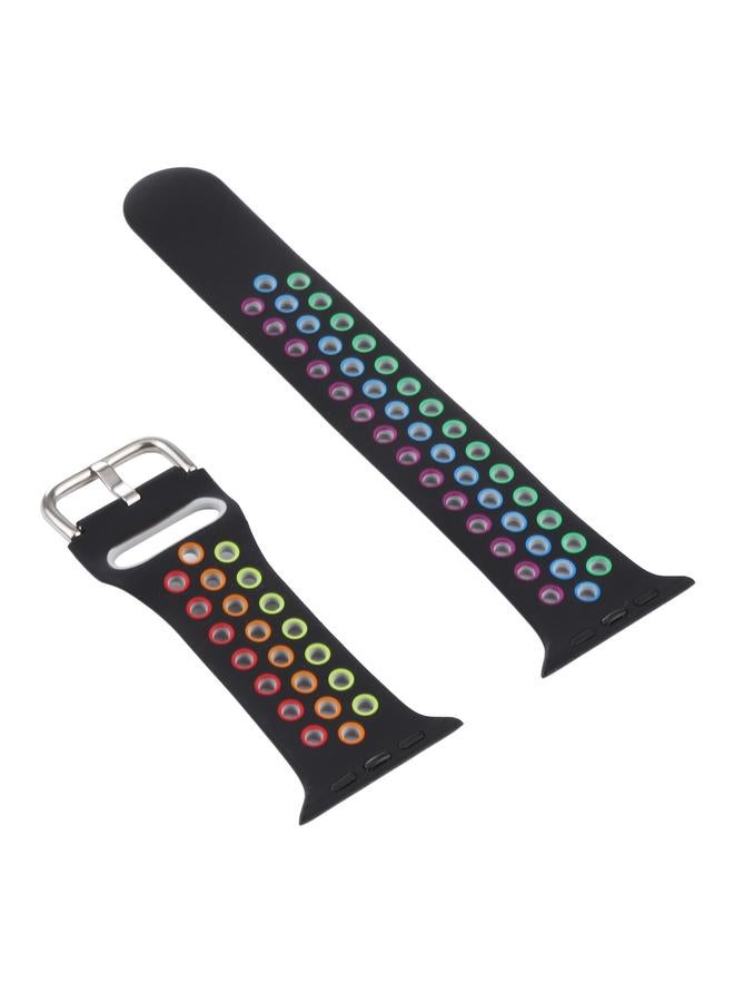 erorex Silicone Watch Band + Protective Case With Screen Protector Set For Apple Watch Series 6 & Se & 5 & 4 40Mm(Black Colorful) - Image 2