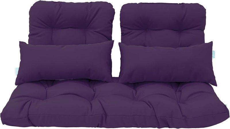 QILLOWAY Outdoor Patio Wicker Seat Cushions Group Loveseat/Two U-Shape/Two Lumbar Pillows for Patio Furniture,Wicker Loveseat,Bench,Porch,Settee of 5 (Purple) - Image 3