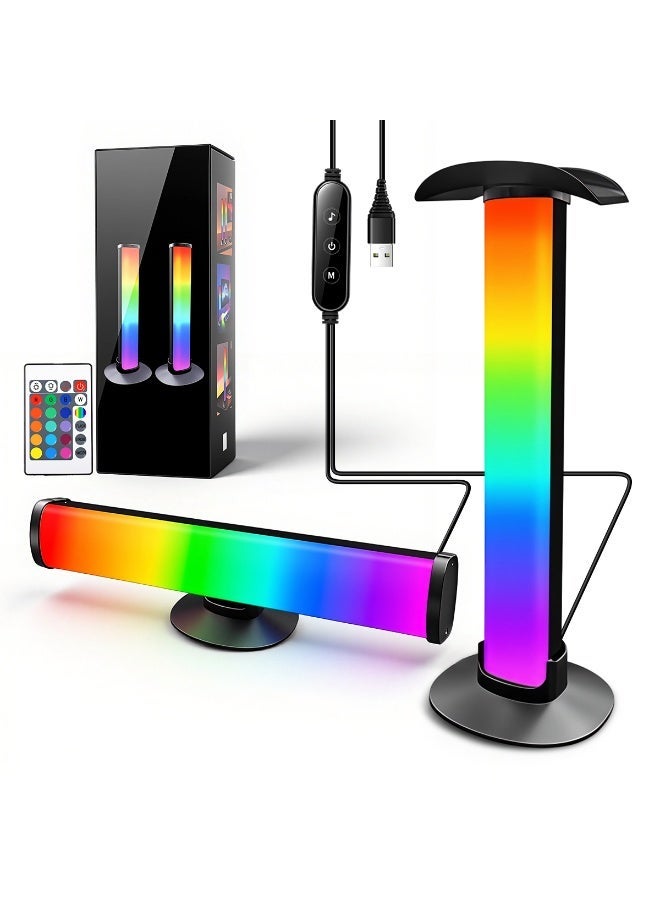 HASTHIP® USB RGB Desktop Light Bar, 16-Color LED Ambient Desk Lamp with Remote Control & Music Sync, Removable Headset Arch Holder, Adjustable Gaming Light for PC Setup, Home Office, 26x9.5x9.5cm - Image 1