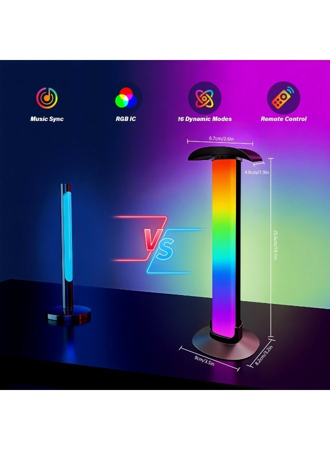 HASTHIP® USB RGB Desktop Light Bar, 16-Color LED Ambient Desk Lamp with Remote Control & Music Sync, Removable Headset Arch Holder, Adjustable Gaming Light for PC Setup, Home Office, 26x9.5x9.5cm - Image 2