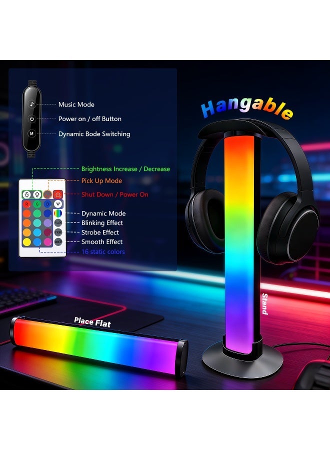 HASTHIP® USB RGB Desktop Light Bar, 16-Color LED Ambient Desk Lamp with Remote Control & Music Sync, Removable Headset Arch Holder, Adjustable Gaming Light for PC Setup, Home Office, 26x9.5x9.5cm - Image 3