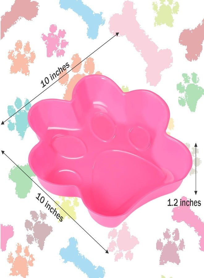 Nitial 60 Pcs Dog Paw Serving Trays, Plastic Puppy Paw Print Birthday Party Plates Patrol Colorful Disposable Pet Party Decorations Tableware Supplies(Bright Color) - Image 2