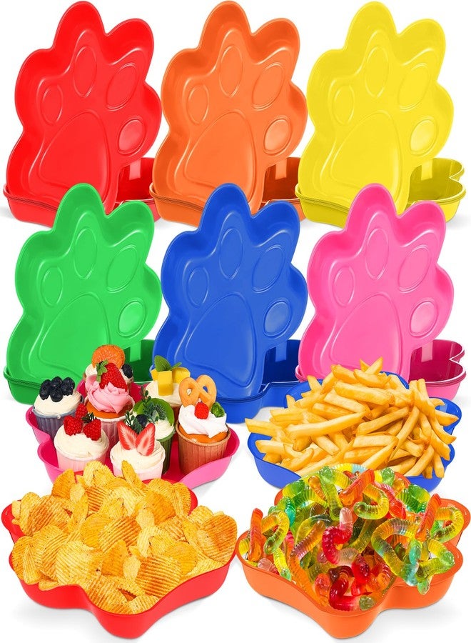 Nitial 60 Pcs Dog Paw Serving Trays, Plastic Puppy Paw Print Birthday Party Plates Patrol Colorful Disposable Pet Party Decorations Tableware Supplies(Bright Color) - Image 1