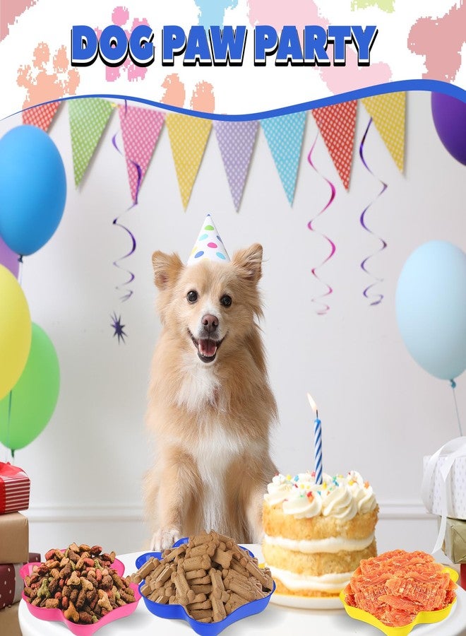 Nitial 60 Pcs Dog Paw Serving Trays, Plastic Puppy Paw Print Birthday Party Plates Patrol Colorful Disposable Pet Party Decorations Tableware Supplies(Bright Color) - Image 5