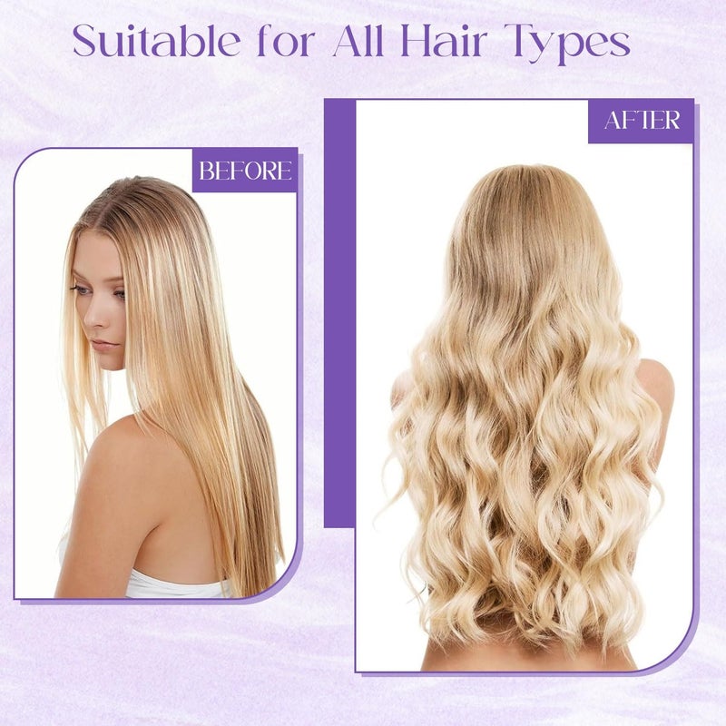 Spoken Heatless Hair Curler (3 Sets), Flexible Curling Rod with Hook, Satin Rollers for All Hair Types, No Heat Curls to Sleep for Curl Rods, Heatless Curls for Blowout Hair (Purple) - Image 3