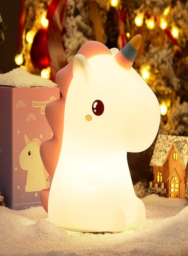 Pamidhar Cute Silicone Unicorn Night Light for Kids, USB Rechargeable 3 Step Dimmable Night Light, 7 Colour Changing Touch Sensor Squishy Mini Nursery Lamp for Baby Bedroom Decor - Image 1