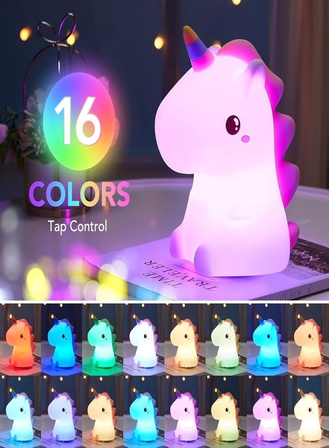 Pamidhar Cute Silicone Unicorn Night Light for Kids, USB Rechargeable 3 Step Dimmable Night Light, 7 Colour Changing Touch Sensor Squishy Mini Nursery Lamp for Baby Bedroom Decor - Image 2