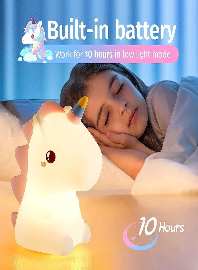 Pamidhar Cute Silicone Unicorn Night Light for Kids, USB Rechargeable 3 Step Dimmable Night Light, 7 Colour Changing Touch Sensor Squishy Mini Nursery Lamp for Baby Bedroom Decor - Image 3