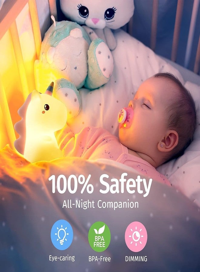 Pamidhar Cute Silicone Unicorn Night Light for Kids, USB Rechargeable 3 Step Dimmable Night Light, 7 Colour Changing Touch Sensor Squishy Mini Nursery Lamp for Baby Bedroom Decor - Image 4