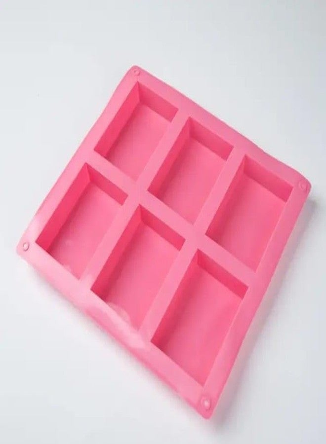 TP Incorp Rectangle Silicone Soap Mold, 6 Cavities, Multi-Purpose Baking Mould for Cake, Chocolate, Ice Cubes, Pink - Image 4
