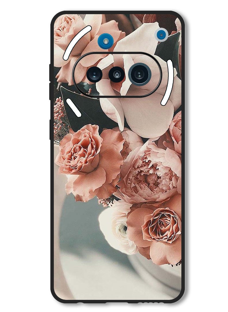 Theodor Case Compatible with Nothing Phone 3a Protection Shockproof Bumper Cover Peach Roses - Image 1