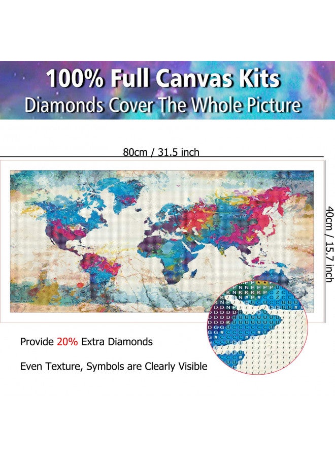 YALKIN Diamond Painting Kits for Adults, YALKIN DIY Large 5D Diamond Painting World Map (31.5 x 15.7 inch) Paint by Number with Gem Art Drill Dotz Diamond Painting Kits for Kids for Home Wall Décor - Image 4