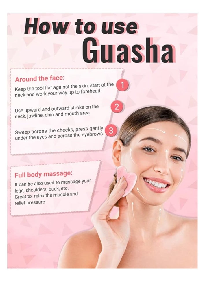 Generic - Natural Rose Quartz Stone Guasha Facial Face Neck Body Gua Sha Board Massager - Image 1