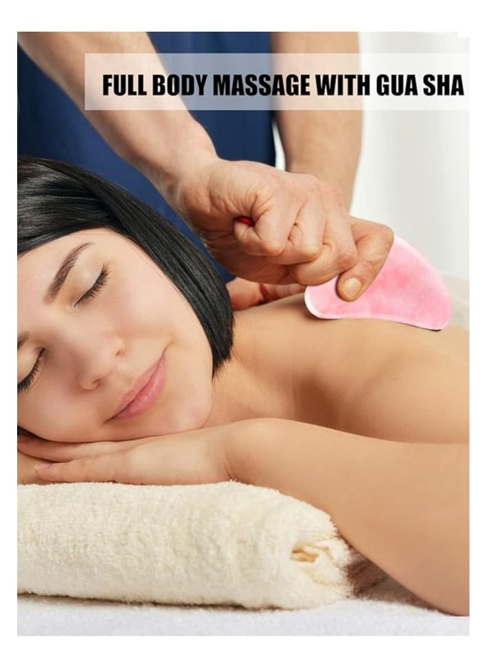 Generic - Natural Rose Quartz Stone Guasha Facial Face Neck Body Gua Sha Board Massager - Image 1