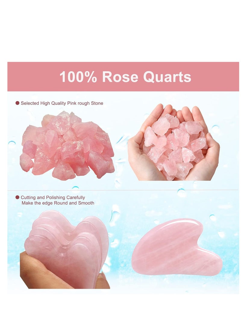 Generic - Natural Rose Quartz Stone Guasha Facial Face Neck Body Gua Sha Board Massager - Image 1
