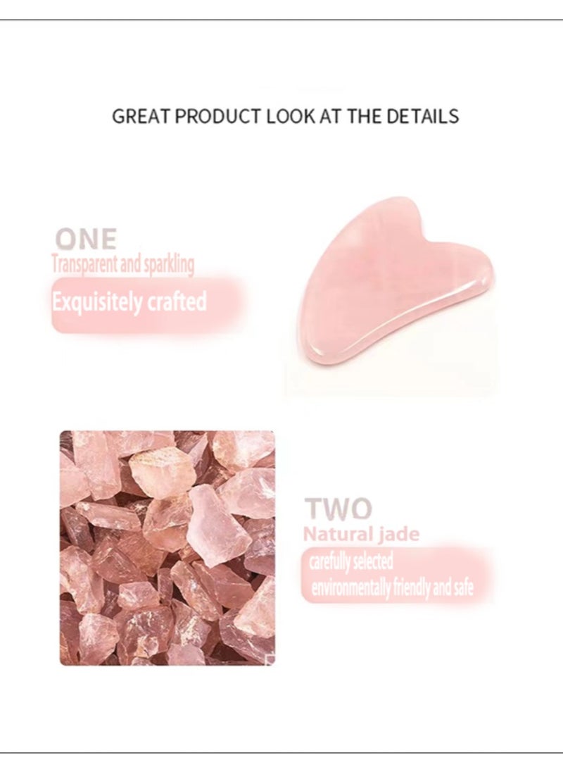 Generic - Natural Rose Quartz Stone Guasha Facial Face Neck Body Gua Sha Board Massager - Image 1
