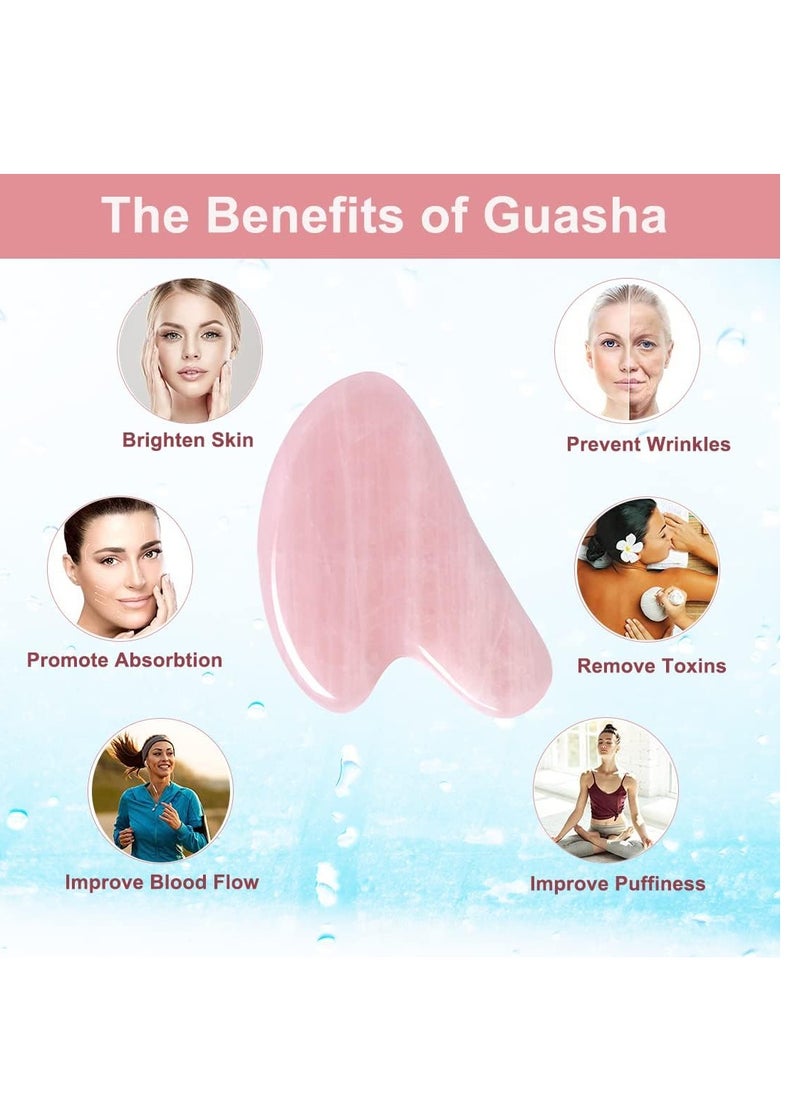 Generic - Natural Rose Quartz Stone Guasha Facial Face Neck Body Gua Sha Board Massager - Image 1
