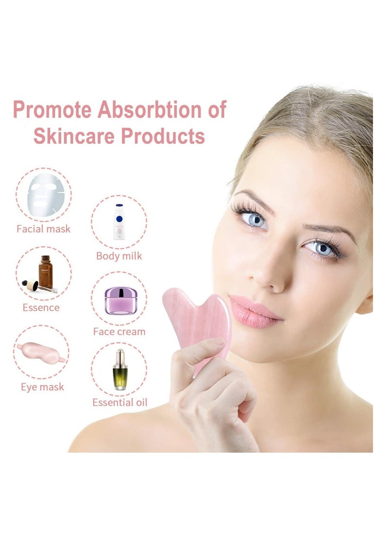 Generic - Natural Rose Quartz Stone Guasha Facial Face Neck Body Gua Sha Board Massager - Image 1