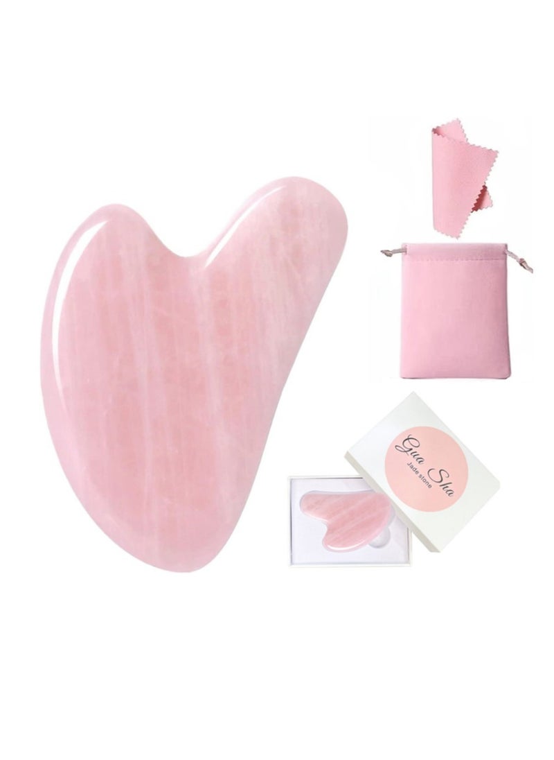 Generic - Natural Rose Quartz Stone Guasha Facial Face Neck Body Gua Sha Board Massager - Image 1