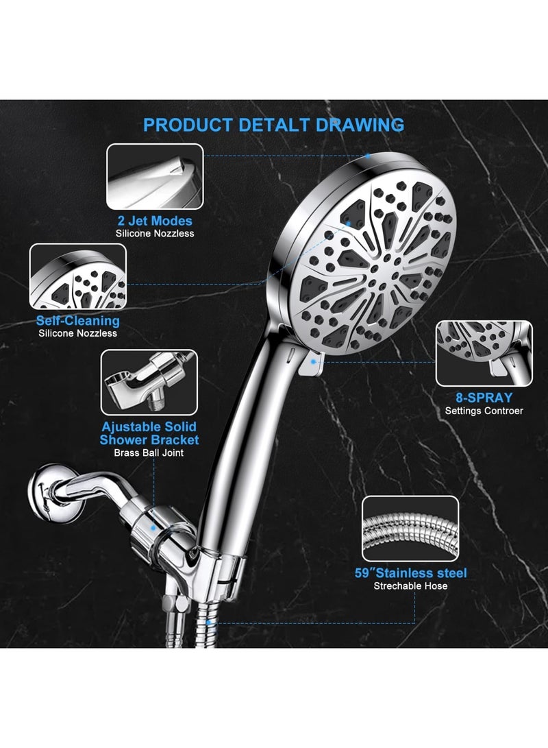 Cobest Shower Heads with Handheld Spray Combo, Powerful Shower Sprayer, 10 Spray Mode Shower Head Adjustable Bracket, for Tubs Tiles Walls Pets Cleaning - Image 3