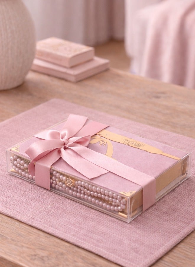 أولودينيز  مجموعة هدايا فاخرة – مصحف المدينة النبوية متوسط الحجم بغطاء مخملي مع مسبحة أنيقة - Image 2