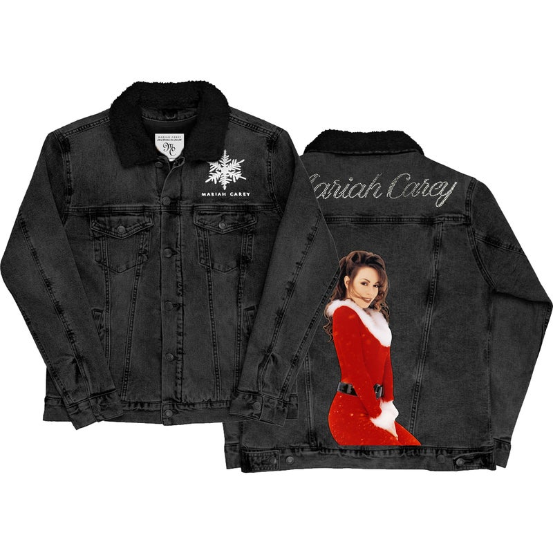 Mariah Carey Official Merry Christmas One All Denim Jacket Black Small