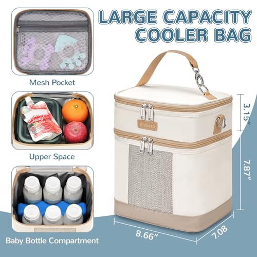 Mancro Breastmilk Cooler Bag with Ice Pack, Double Layer Insulated Baby Bottles Bag Fits 6 Bottles Up to 9 Ounces, Portable Breast Pump Cooler Travel Bag for Daycare and Nursing Moms, Beige - Image 4