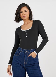 Styli Wide Scoop Neck Bodysuit  - Image 3