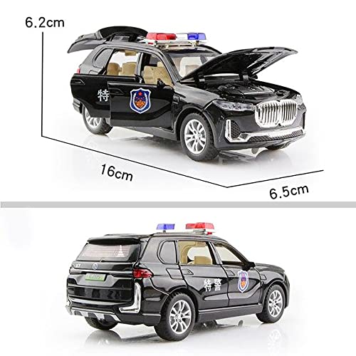 DARVICE Police car 132 X5 Police Toy Car Diecast Metal Car Light Sound Pullback Openable Door, White - Image 2