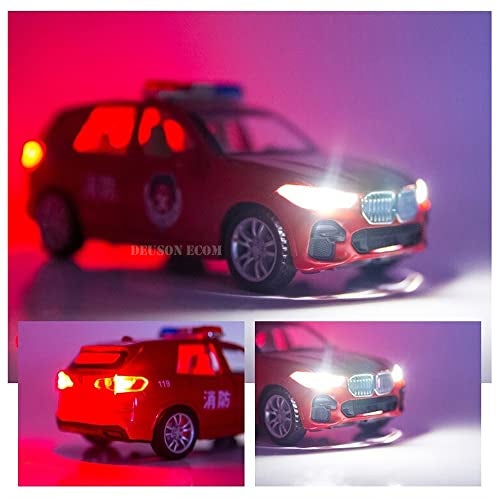 DARVICE Police car 132 X5 Police Toy Car Diecast Metal Car Light Sound Pullback Openable Door, White - Image 3