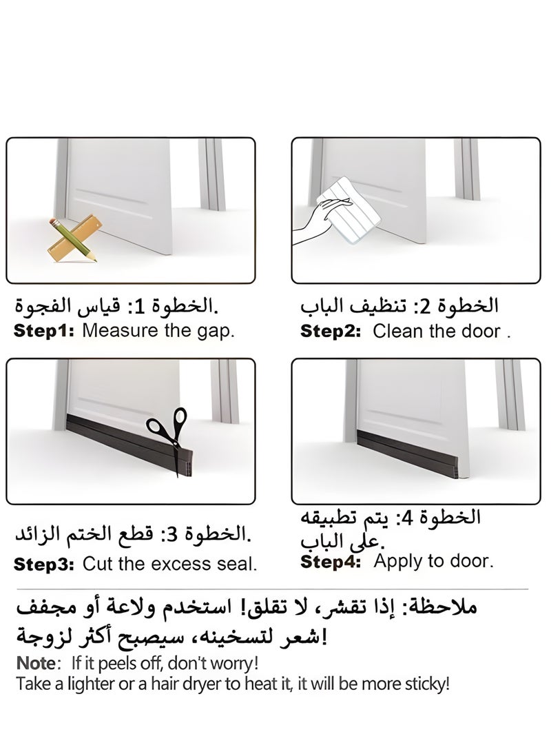 BIG MAX 2 Door Draft Stoppers, 200cm (100cm*2) Length Under Door Seal, Door Sweep for Exterior & Interior Doors, Door Bottom Draft Blocker Dust and Noise Insulation - Image 3