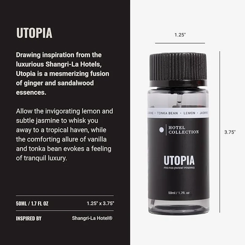 Hotel Collection  Utopia Fragrance Oil Blend - Hotel Inspired for Luxury Essential Oil Diffusers - Aromatherapy Scent Diffuser Oil - Lemon, Jasmine, and Tonka Bean - 50 mL, 1.7 fl oz  | Best Price UAE
