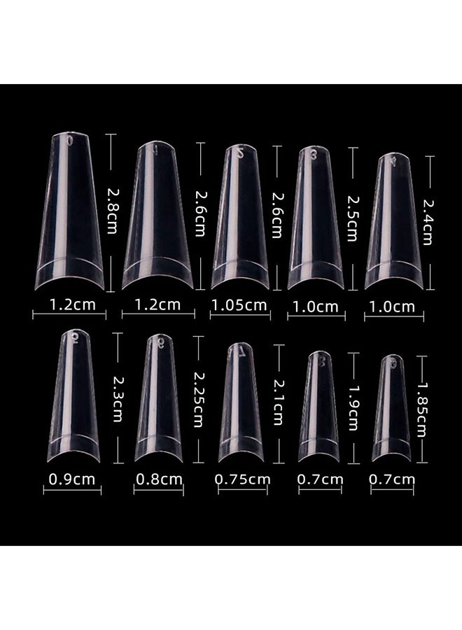 brunson False Nail Tips Soft Gel Extension Clear Medium Coffin 550 Pieces BTMCC500 - Image 3