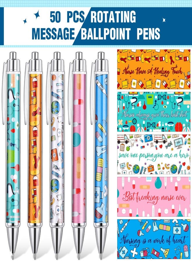 Jetec 50 Pcs Nurse Week Pens Ballpoint Bulk CNA Gift Appreciation Ink Funny Pens Set Medical Greeting Message Best Nursing for Students Assistant Clinic Staff Coworker (Stylish Style) - Image 2