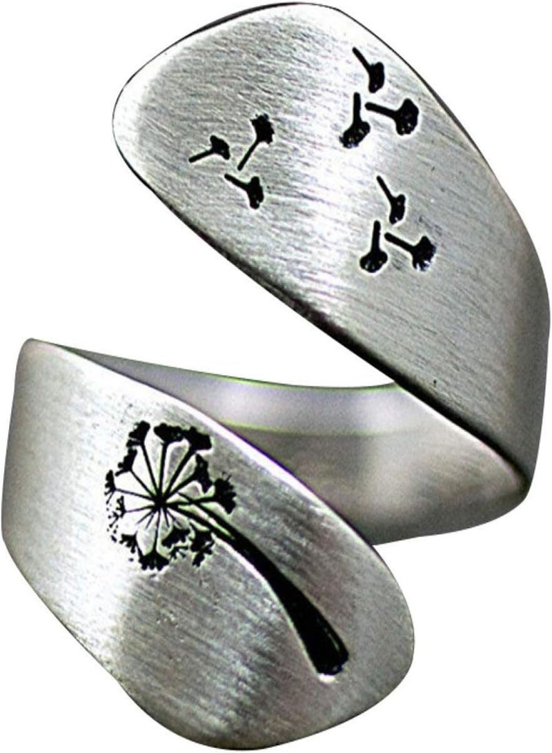 GGOOT Simple Women Dandelion Spiral Opening Finger Ring Adjustable Party Jewelry Gift - Silver - Flower Seeds Vegetable Seeds Fruit Seeds Garden Plant Seeds - Image 1