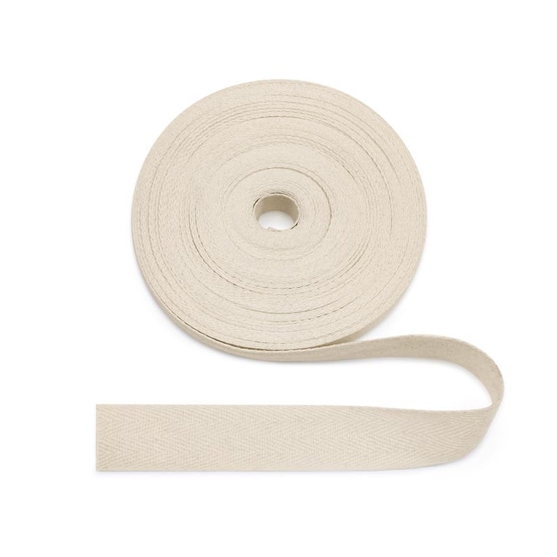 SEMINI 100% Natural Cotton Beige Twill Tape 10 Yards 1'' Herringbone Webbing Ribbon for Edge Binding Sewing Dressmaking Craft (Twill Beige, 1'' 10yards) - Image 1
