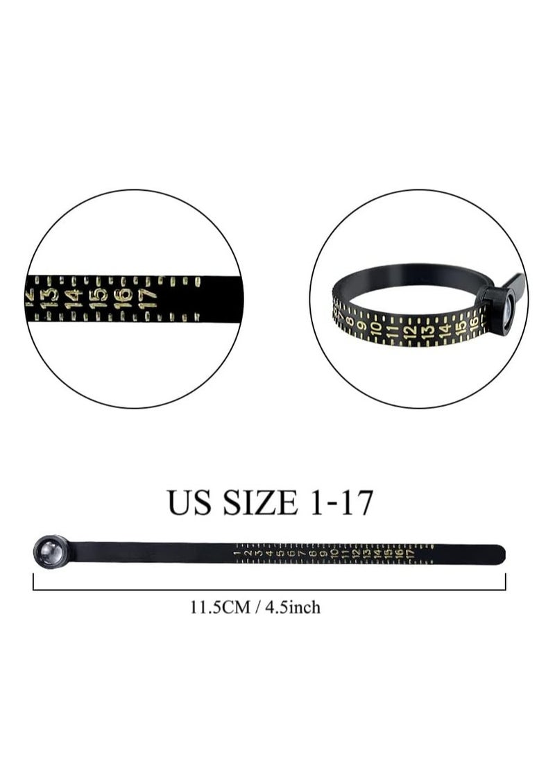 Ring Sizer Measuring Tool Tape Reusable Finger Size Gauge Jewelry Sizing Tool 1-17 USA Rings Size 2Pcs - Image 5