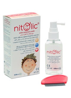 Nitolic with Removal Comb Lotion Spray 50ml for Head Lice and Nits