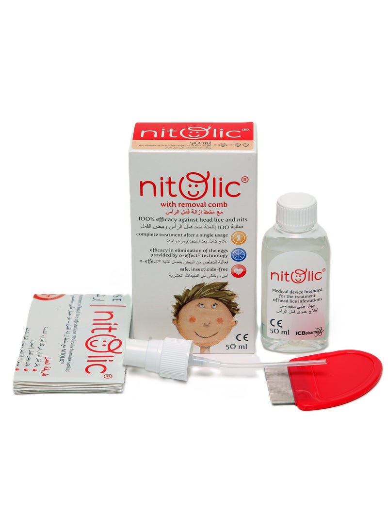 Nitolic - Nitolic with Removal Comb Lotion Spray 50ml for Head Lice and Nits - Image 1