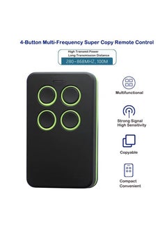 Garage Door Gate Opener Remotes Universal Duplicator - Multi Code | Black | Frequency 280-868mhz Key Fob