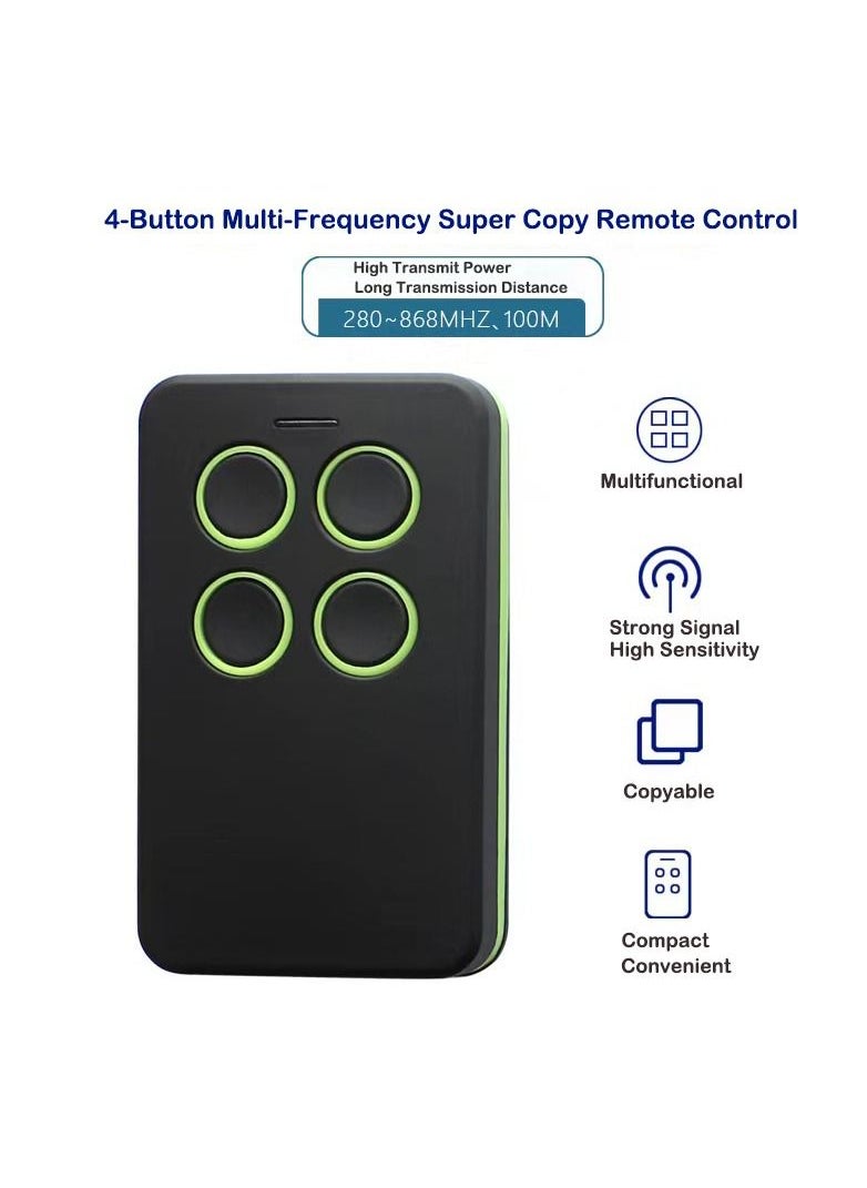 Generic - Garage Door Gate Opener Remotes Universal Duplicator - Multi Code | Black | Frequency 280-868mhz Key Fob - Image 1
