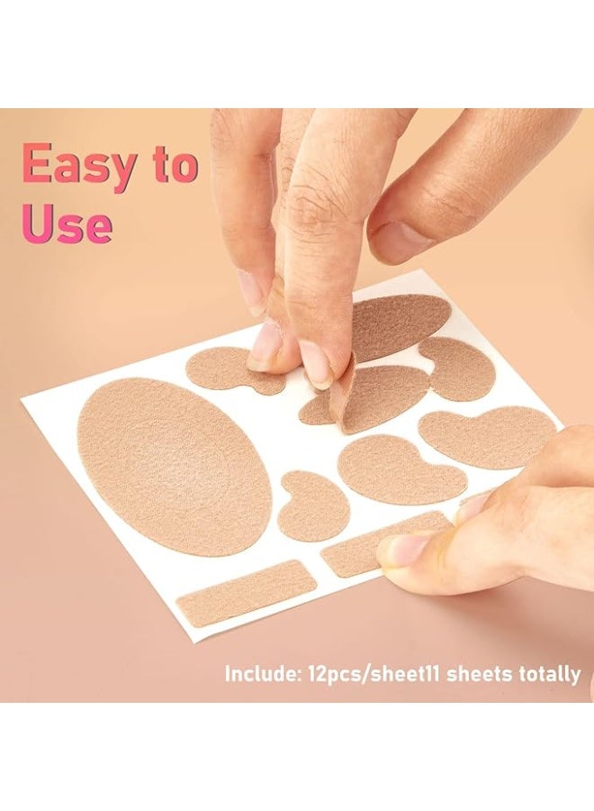 Moleskin Strips with Adhesive Blister Prevention Pads Mole Skin Tape Stickers for Feet Heel Shoes Padding,12 Sheets of 11 Shapes - Image 3