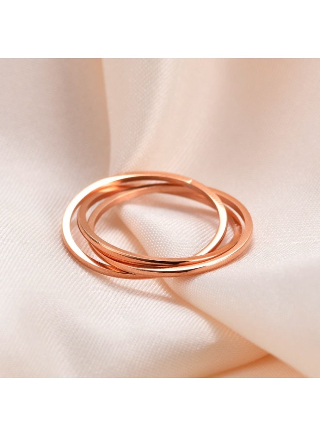 Stainless Steel 3-Ring Interlocking Band Ring for Men and Women, Minimalist Triple Stackable Couple Ring - Image 1