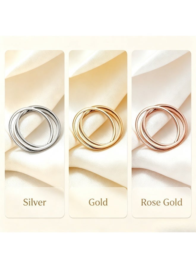 Stainless Steel 3-Ring Interlocking Band Ring for Men and Women, Minimalist Triple Stackable Couple Ring - Image 4