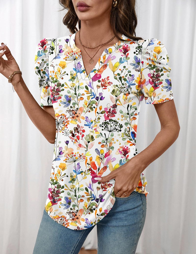 LOMON Summer Blouses for Women 2026 Easter Outfit for Women 2026 Womens Tops Dressy Blouses Business Casual Tops Floral L - Image 4